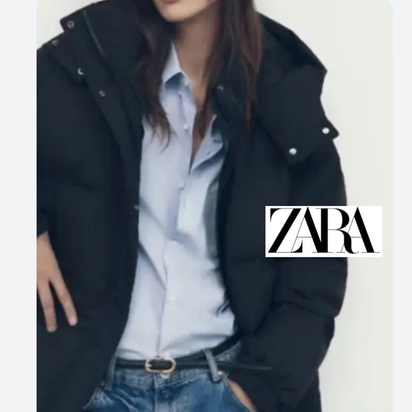 Zara Jackets & Blazers - Zara Like New Black puffy bomber hooded jkt, XL, P1404